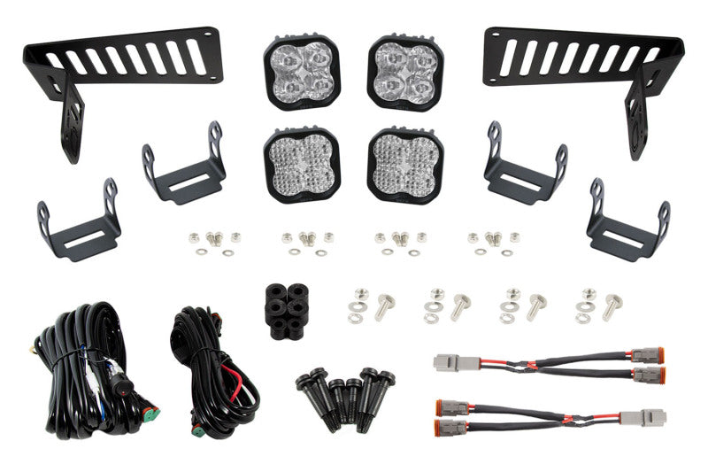 Kit de support LED pour capot de Jeep JL Wrangler/Gladiator SS3 18-21 Diode Dynamics - Blanc Pro