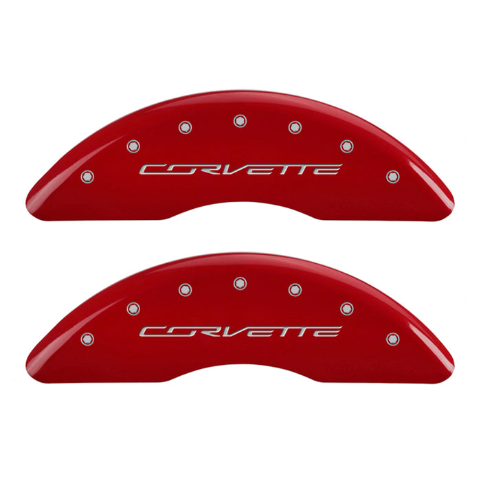 MGP 4 Caliper Covers Engraved Front & Rear C7/Corvette Red finish silver ch