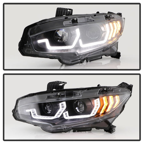 Phares de projecteur Spyder Honda Civic 16- 2DR/4DR/Hatchback - Noir PRO-YD-HC16SI-SEQGR-BK