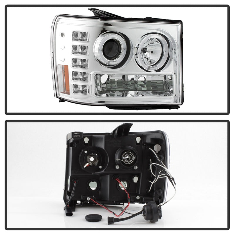 Phares de projecteur Spyder GMC Sierra 1500/2500/3500 07-13 LED Halo- LED Chrome PRO-YD-GS07-HL-C