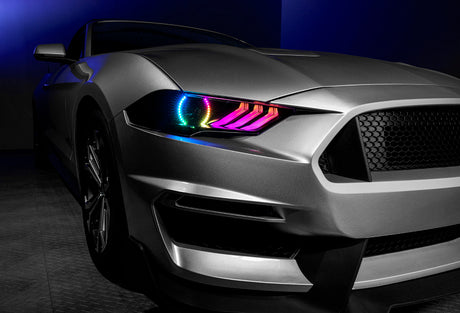 Phares à DEL Dynamic ColorSHIFT pour Ford Mustang 18-23 d'Oracle Lighting - Série noire VOIR LA GARANTIE