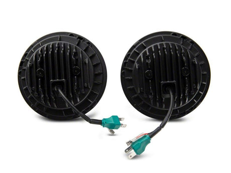 Phares à LED Raxiom 07-18 Jeep Wrangler JK Axial Spider avec halo Angel Eye - Boîtier noir (lentille transparente)