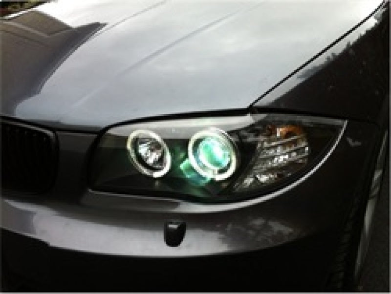 Phares de projecteur Spyder BMW E87 Série 1 08-11 LED Halo Noir Haut H1 Bas H7 PRO-YD-BMWE87-HL-BK