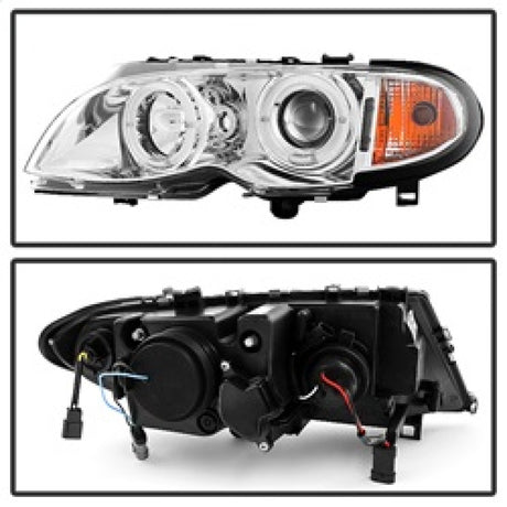 Phares de projecteur Spyder BMW E46 Série 3 02-05 4DR 1 pièce LED Halo Chrm PRO-YD-BMWE4602-4D-AM-C