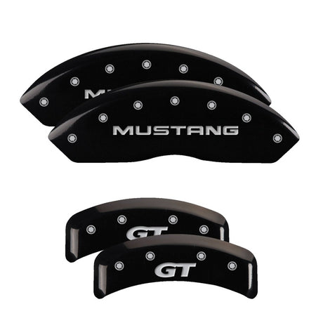 Couvre-étriers MGP 4 gravés à l'avant Mustang gravés à l'arrière SN95/GT finition noire argent ch