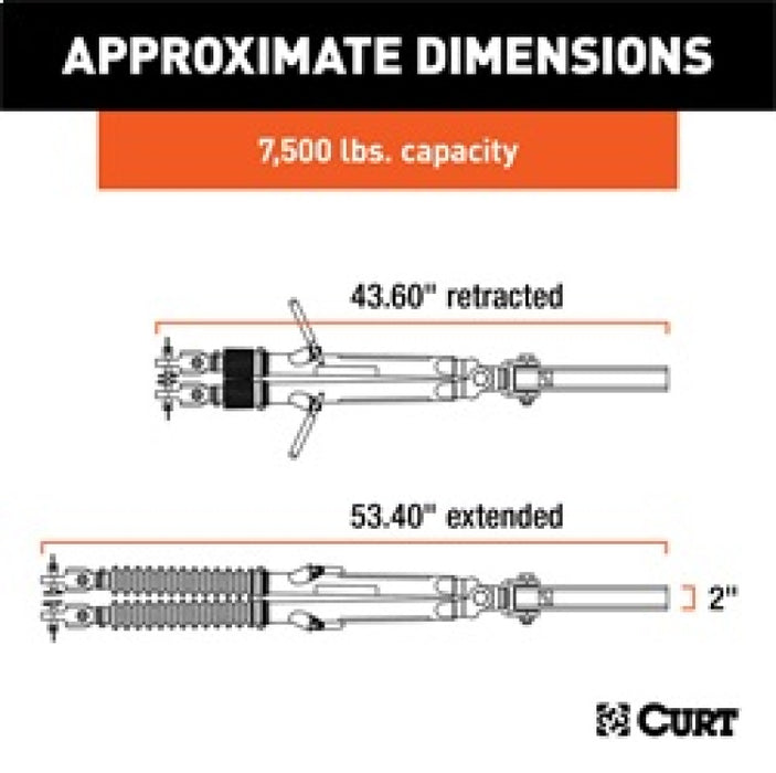 Barre de remorquage en acier RockJock Curt Rambler pour camping-car, 7 500 lb, tige de 2 po
