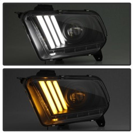Spyder 10-13 Ford Mustang - Halogène - Phares de projecteur - Signaux LED - Noir (PRO-YD-FM2010V2-BK)