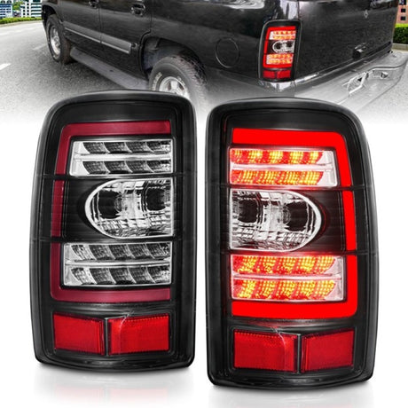 Feux arrière à LED ANZO 2000-2006 Chevrolet Tahoe avec lentille transparente et boîtier noir