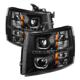 xTune Chevy Silverado 1500/2500/3500 07-13 LED Halo Projector Headlights Black PRO-JH-CSIL07-CFB-BK