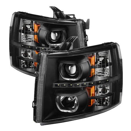 Phares de projecteur à LED Xtune Chevy Silverado 1500/2500/3500 07-13 Noir PRO-JH-CSIL07-CFB-BK