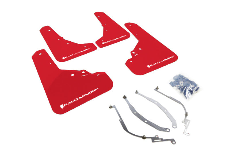 Rally Armor 2012-18 Fiat 500 (Pop/Sport/Lounge/Abarth) Red Mud Flap w/ White Logo