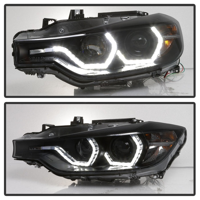 Phares de projecteur Spyder 12-14 BMW F30 Série 3 4DR - LED DRL - Fumée noire PRO-YD-BMWF3012-DRL-BSM