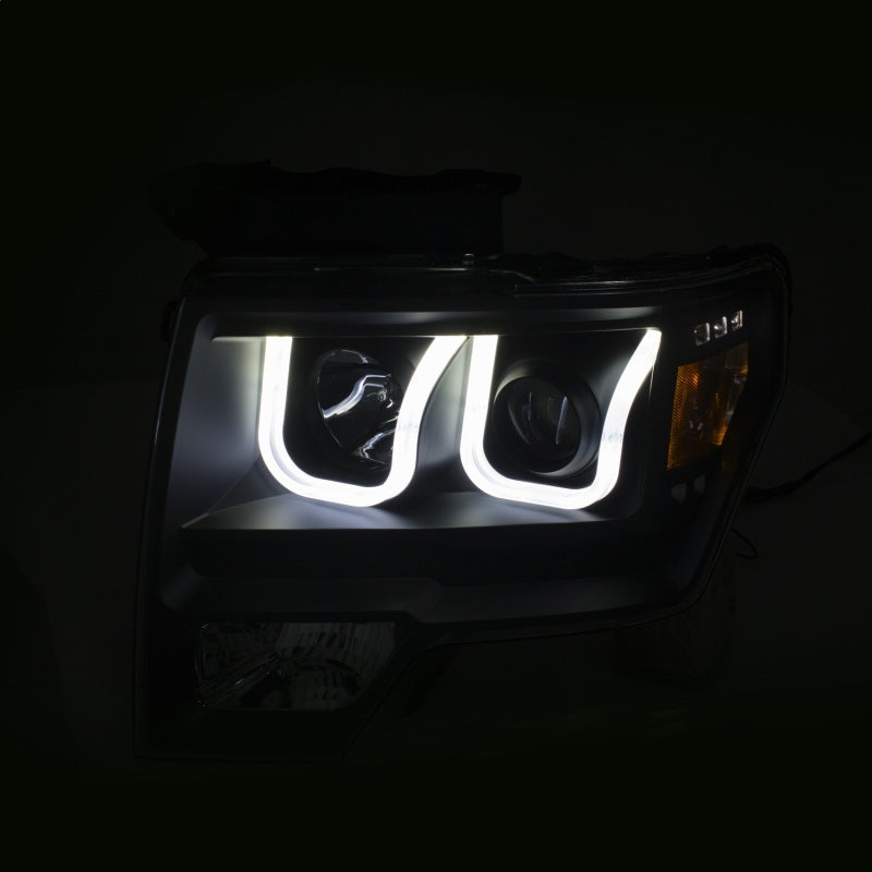 Phares de projecteur ANZO 2009-2014 Ford F-150 avec interrupteur en U noir et ambre