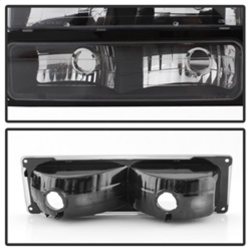 Phares Xtune Chevy Suburban 94-98 avec feux d'angle et de stationnement 8 pièces Noir HD-JH-CCK88-AM-BK-SET