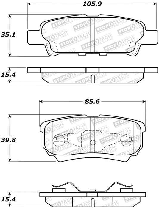 Plaquettes de frein arrière StopTech pour Jeep Patriot Street Performance 07-17