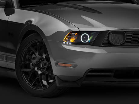 Raxiom 10-12 Ford Mustang avec phares CCFL Halo Projector Headlights - Boîtier noir (lentille transparente)