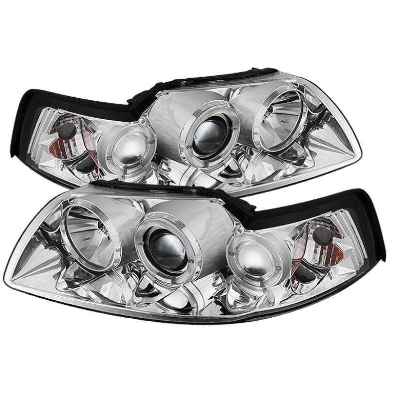 Phares de projecteur Spyder Ford Mustang 99-04 LED Halo Chrome High H1 Low H1 PRO-YD-FM99-1PC-AM-C