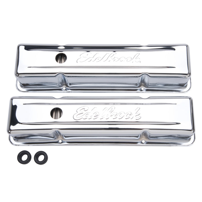 Couvercle de soupape Edelbrock Signature Series Chevrolet 1959-1986 262-400 CI V8 Tall Chrome