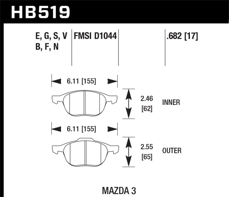 Plaquettes de frein avant HPS 5.0 pour Ford Escape 2013-2014 (traction avant uniquement) Hawk