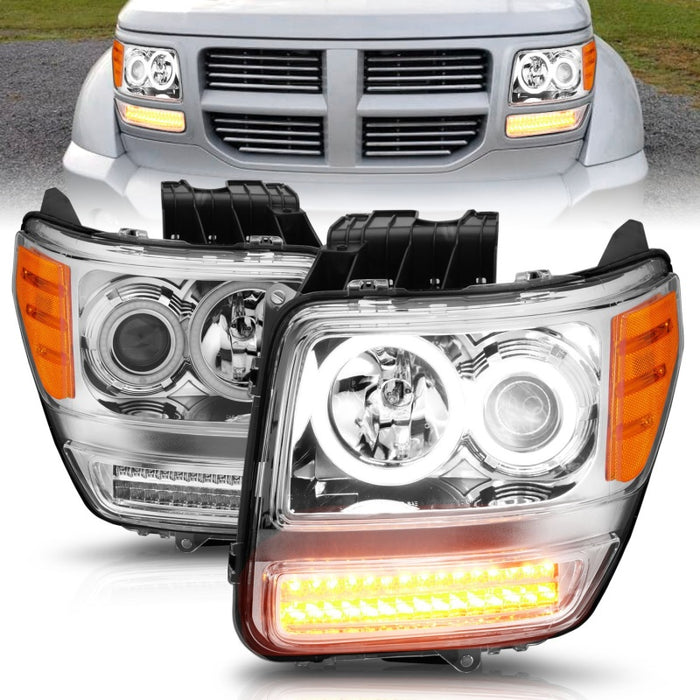 ANZO 2007-2012 Dodge Nitro Phares de projecteur avec halo chromé (CCFL) G2