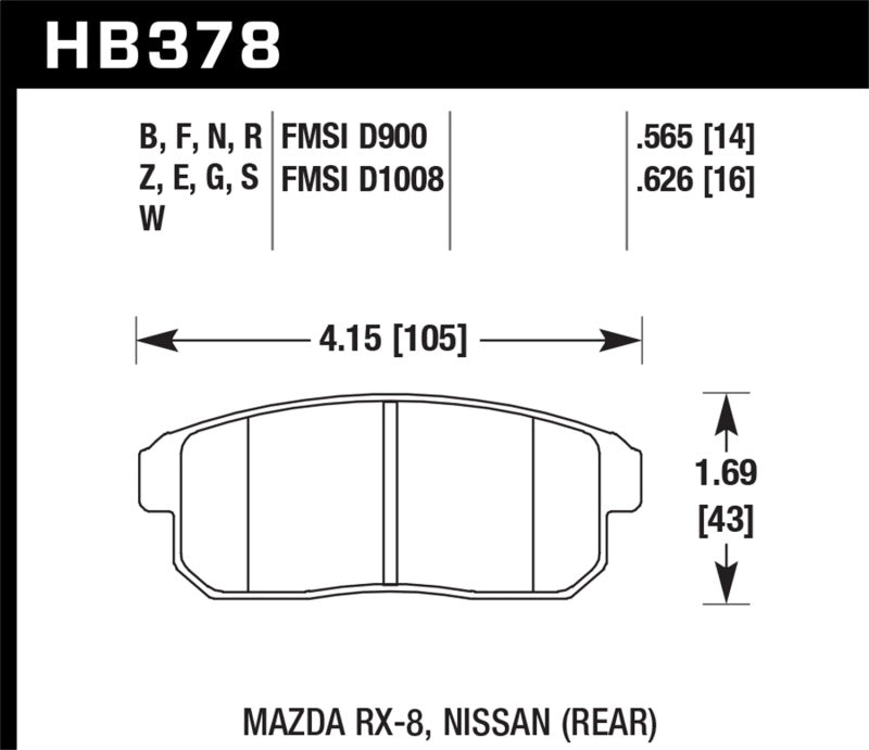 Plaquettes de frein arrière Hawk 03-06 Sentra Spec V. HPS Street