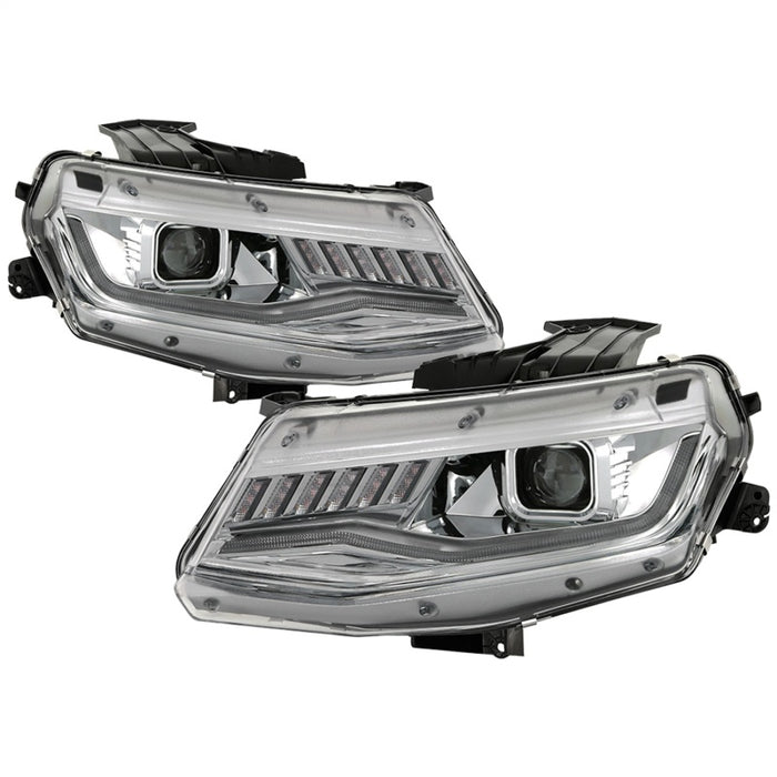 Phares de projecteur halogènes Spyder Chevy Camaro 16-18 Chrome PRO-YD-CCAM16HALSI-SEQ-C