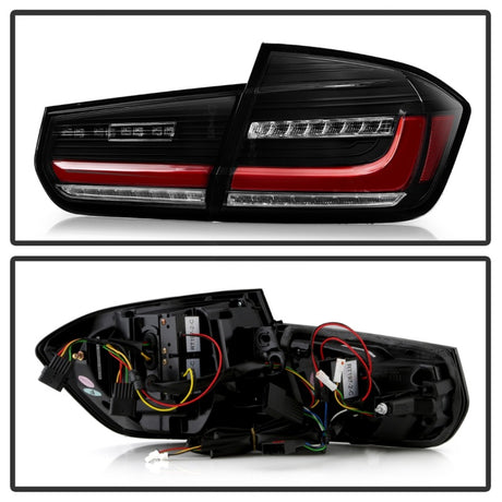 Feux arrière Spyder à LED pour BMW Série 3 F30 2012-2018 (ALT-YD-BMWF3012-SEQ-BK) - Noir