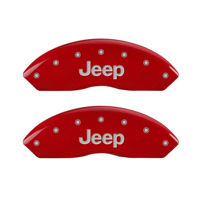 Couvre-étriers MGP 4 gravés à l'avant JEEP Logo de calandre JEEP gravé à l'arrière Finition rouge argent ch