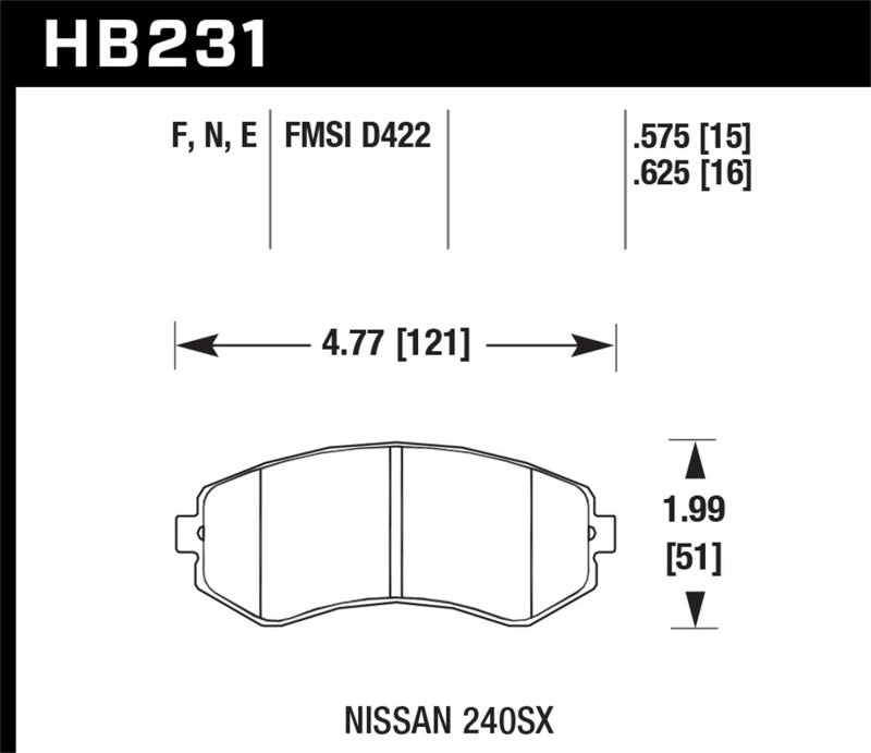 Plaquettes de frein avant Hawk 89-93 240SX LE &amp; SE (sans ABS) &amp; Base / 94-96 240SX SE &amp; Base HP+ Street