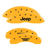 Couvre-étriers MGP 4 gravés F&amp;R 11-18 Jeep Grand Cherokee finition jaune logo Jeep/Grill noir