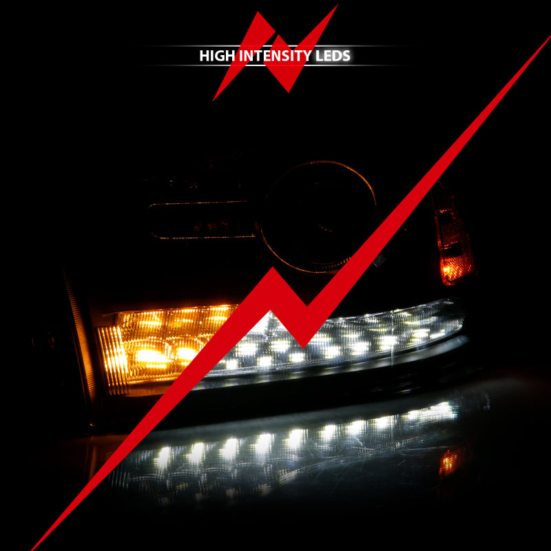 ANZO 2009-2018 Dodge Ram 1500 Phares de projecteur de style planche Halo avec Switchback Noir mat