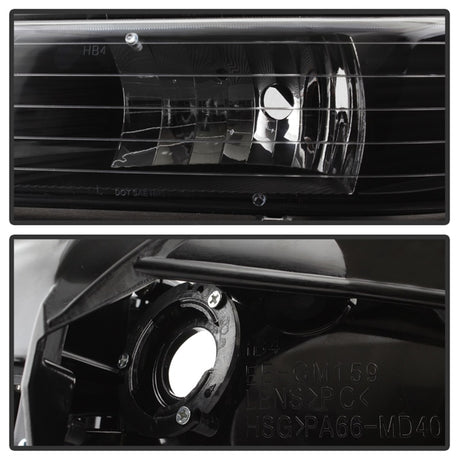 xTune Chevy Tahoe 00-06 Amber Crystal Headlights Black HD-JH-CSIL99-BK