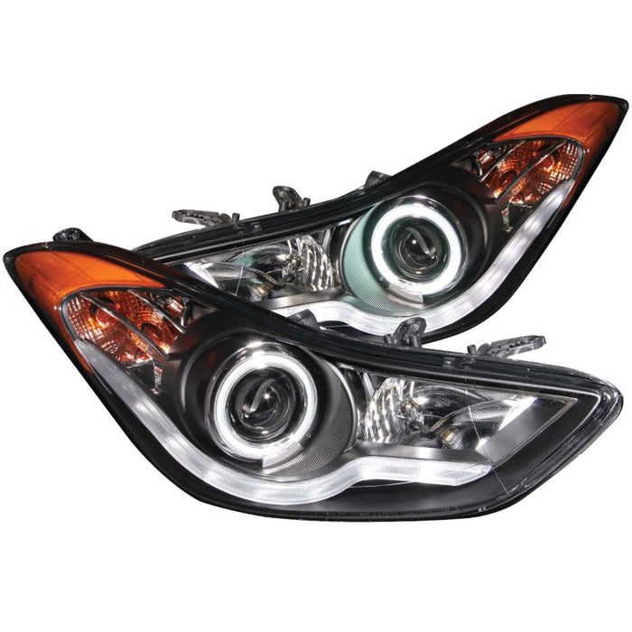 Phares de projecteur ANZO 2011-2014 Hyundai Elantra avec halo noir (CCFL)