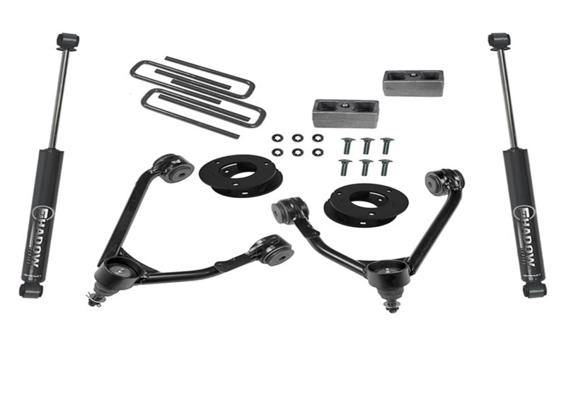 Kit de levage Superlift 07-16 Chevy Silv 1500 2WD 3,5 pouces avec bras de suspension en acier moulé et amortisseurs arrière