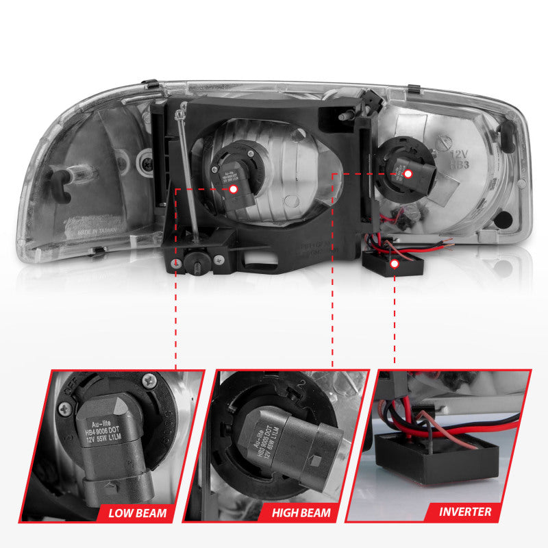 Phares Anzo 99-17 GMC Sierra/Denali Chrome Ambre (avec barres lumineuses C)