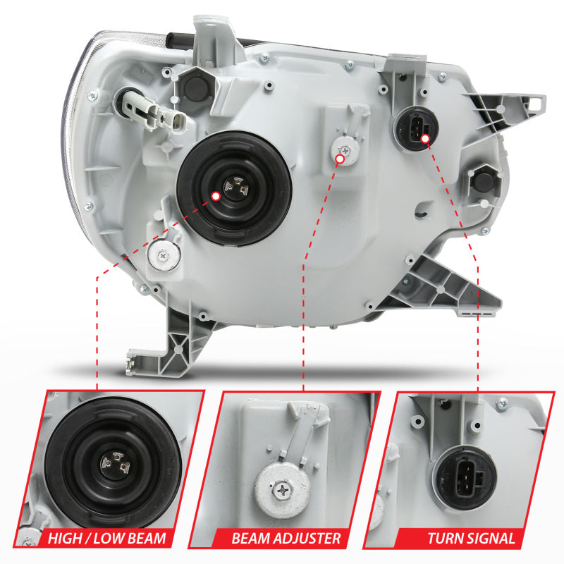 Phares en cristal ANZO 2012-2015 Toyota Tacoma Noir