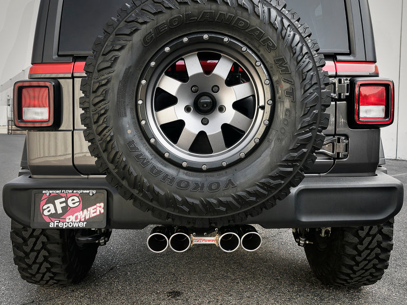 Échappement Cat-Back aFe Rebel Series 2,5 pouces en acier inoxydable 304 avec embout poli 18-20 Jeep Wrangler (JL)