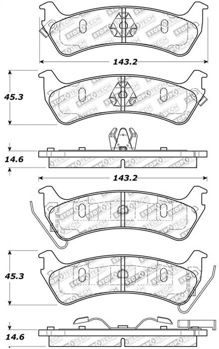 Plaquettes de frein sport StopTech avec cales et matériel - arrière