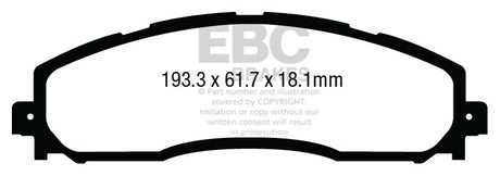 Plaquettes de frein arrière extra-robustes EBC 13+ Ford F250 (avec Super Duty) 6.2 (2WD)