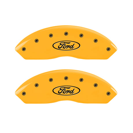 MGP 4 Caliper Covers Engraved Front & Rear Oval Logo/Ford Yellow Finish Black Char 2000 Ford F-150