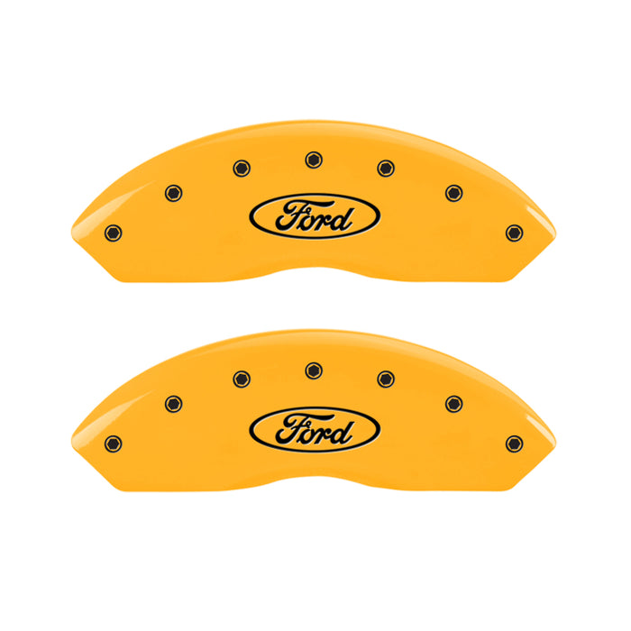 MGP 4 Caliper Covers Engraved F & R Oval Logo/Ford Yellow Finish Black Char 2002 Ford Explorer Sport