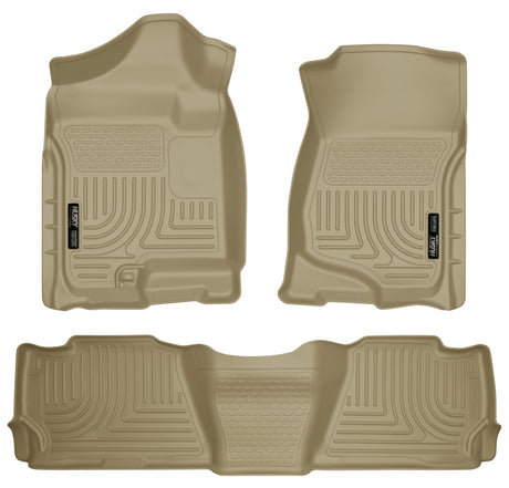 Revêtements de sol avant et 2e siège Husky Liners 07-13 GM Escalade/Suburban/Yukon WeatherBeater Tan