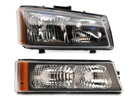 Phares Raxiom 03-06 Chevrolet Silverado 1500 Axial OEM Style Rep - Boîtier chromé (lentille transparente)