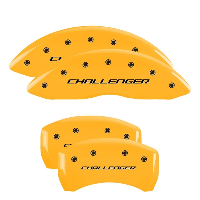 Couvre-étriers MGP 4 gravés F &amp; R Block/Challenger Yellow Finish Black Char 2006 Dodge Charger