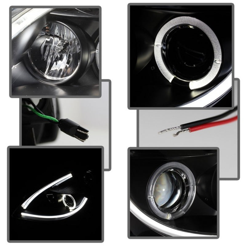 Phares de projecteur Spyder Nissan Altima 4 portes 10-12 avec feux de jour à DEL Halo noir PRO-YD-NA104D-LTDRL-BK