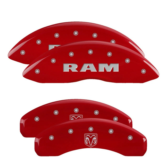 Couvre-étriers MGP 4 gravés avant RAM gravés arrière RAMHEAD finition rouge argent ch