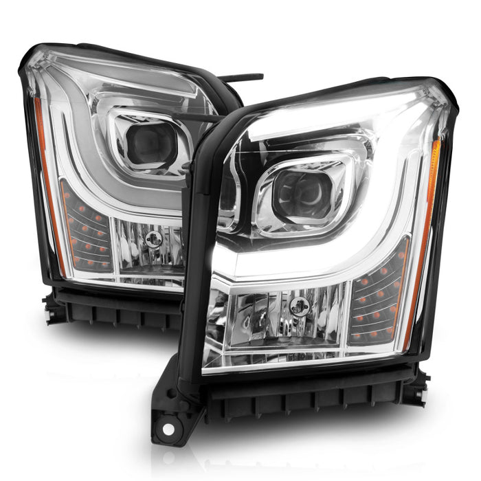 Phares de projecteur ANZO 2015-2017 GMC Yukon XL avec barre lumineuse - Chrome/ambre