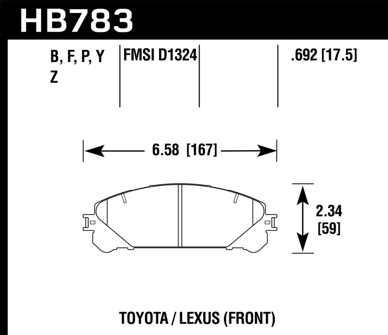 Plaquettes de frein avant en céramique pour Toyota Highlander 08-16 Hawk Performance