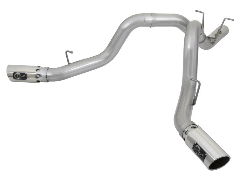 aFe ATLAS 4in DPF-Back Alum Steel Exhaust System w/Dual Exit Polished Tip 2017 GM Duramax 6.6L (td)