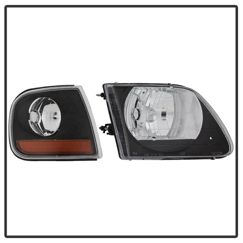 xTune 97-03 Ford F-150 4pc OEM Style Headlights w/Corner - Black (HD-JH-FF15097-L-SET-BK)